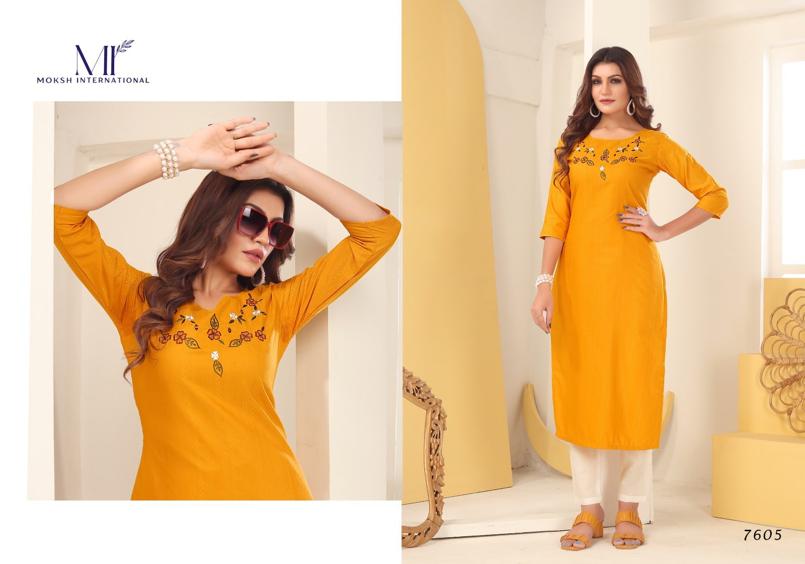Diva Vol 1 Moksh International Silk Long Straight Kurti