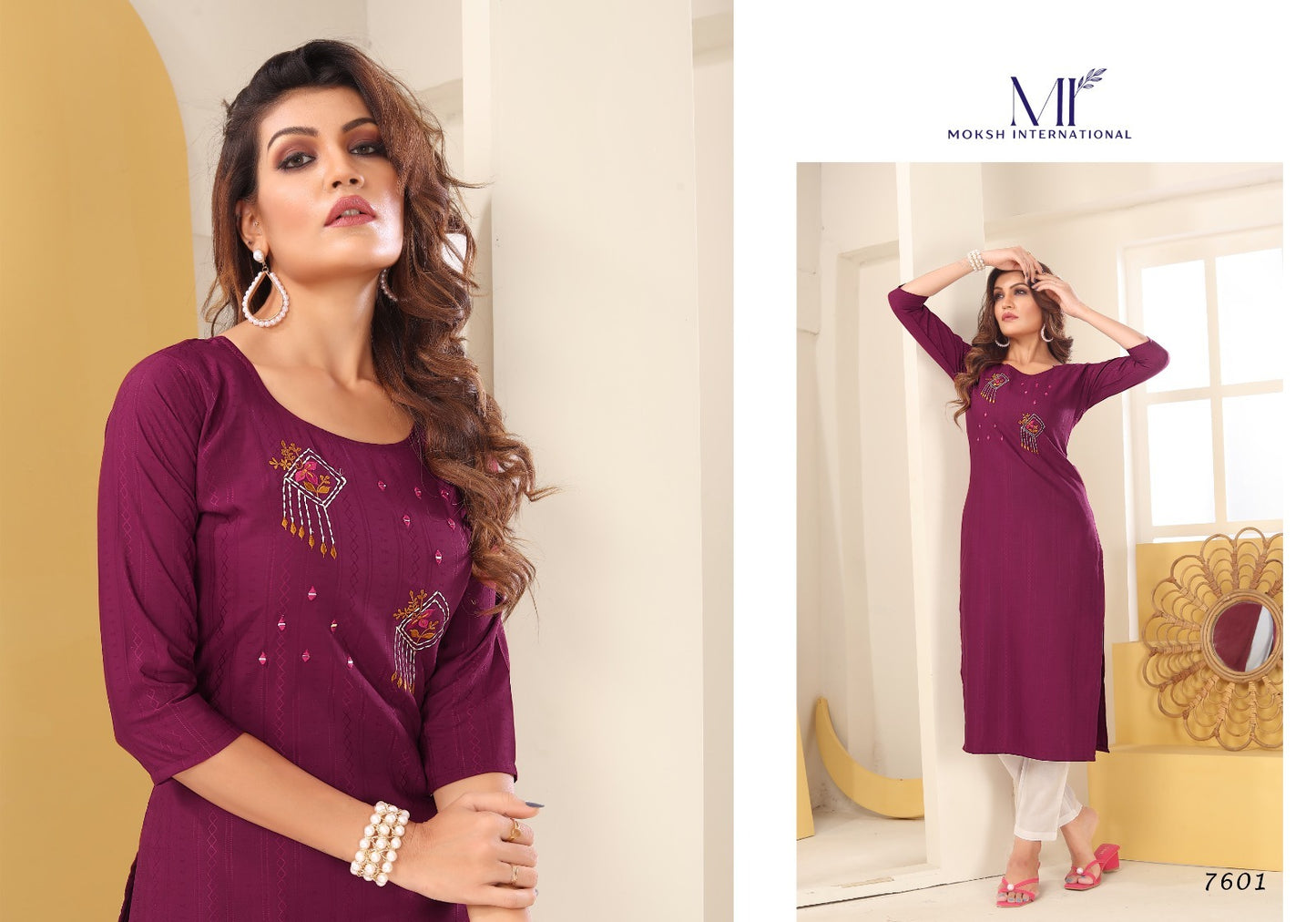 Diva Vol 1 Moksh International Silk Long Straight Kurti
