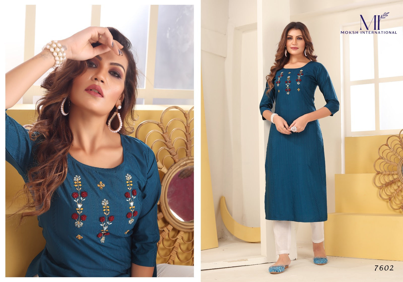 Diva Vol 1 Moksh International Silk Long Straight Kurti
