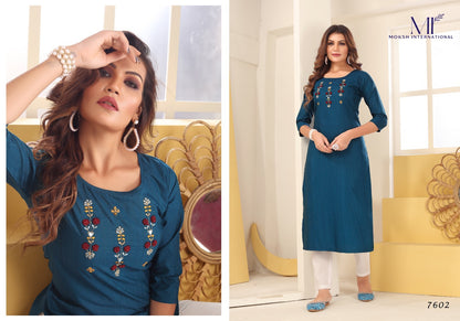 Diva Vol 1 Moksh International Silk Long Straight Kurti