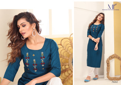 Diva Vol 1 Moksh International Silk Long Straight Kurti