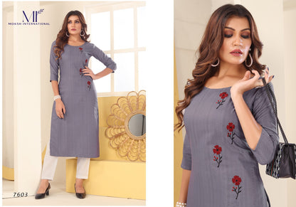 Diva Vol 1 Moksh International Silk Long Straight Kurti
