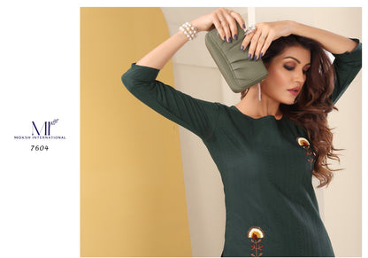 Diva Vol 1 Moksh International Silk Long Straight Kurti
