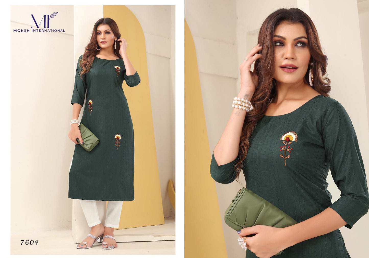 Diva Vol 1 Moksh International Silk Long Straight Kurti