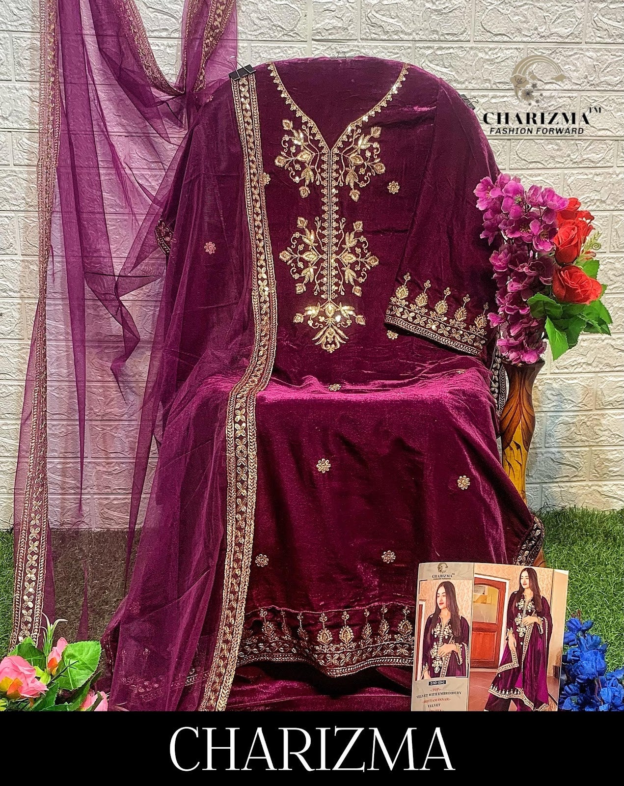 Dn 139 Charizma Designer Velvet Pakistani Salwar Suits