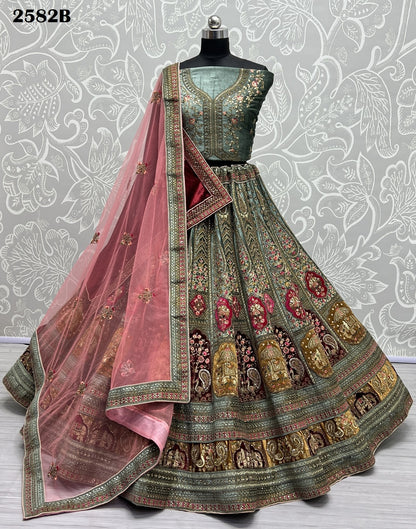 Dn 2582 Abcd Anjani Art Velvet Bridal Lehenga Choli