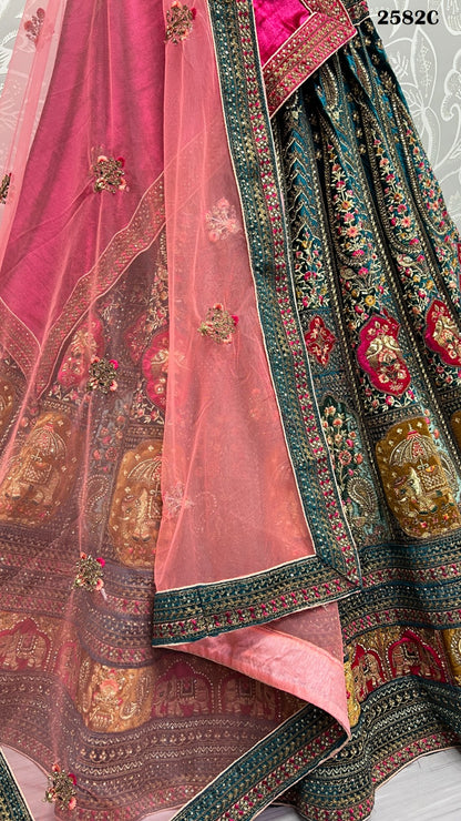 Dn 2582 Abcd Anjani Art Velvet Bridal Lehenga Choli