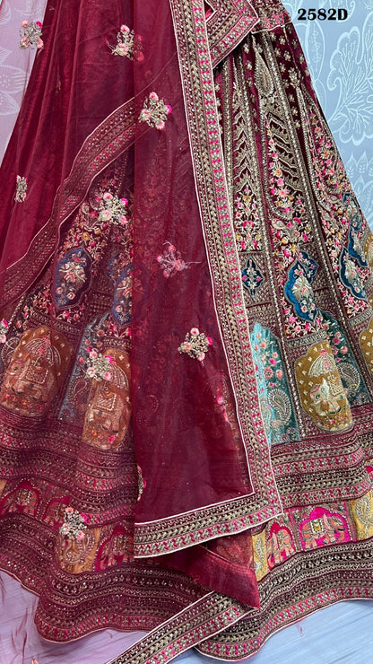 Dn 2582 Abcd Anjani Art Velvet Bridal Lehenga Choli
