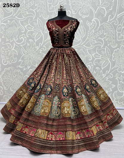 Dn 2582 Abcd Anjani Art Velvet Bridal Lehenga Choli