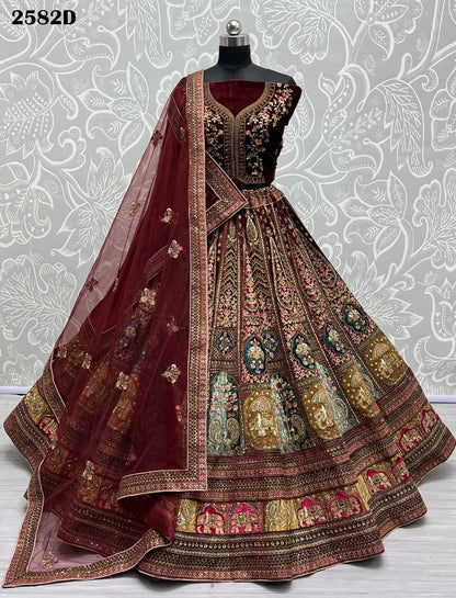 Dn 2582 Abcd Anjani Art Velvet Bridal Lehenga Choli