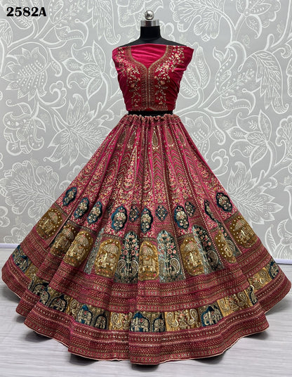 Dn 2582 Abcd Anjani Art Velvet Bridal Lehenga Choli