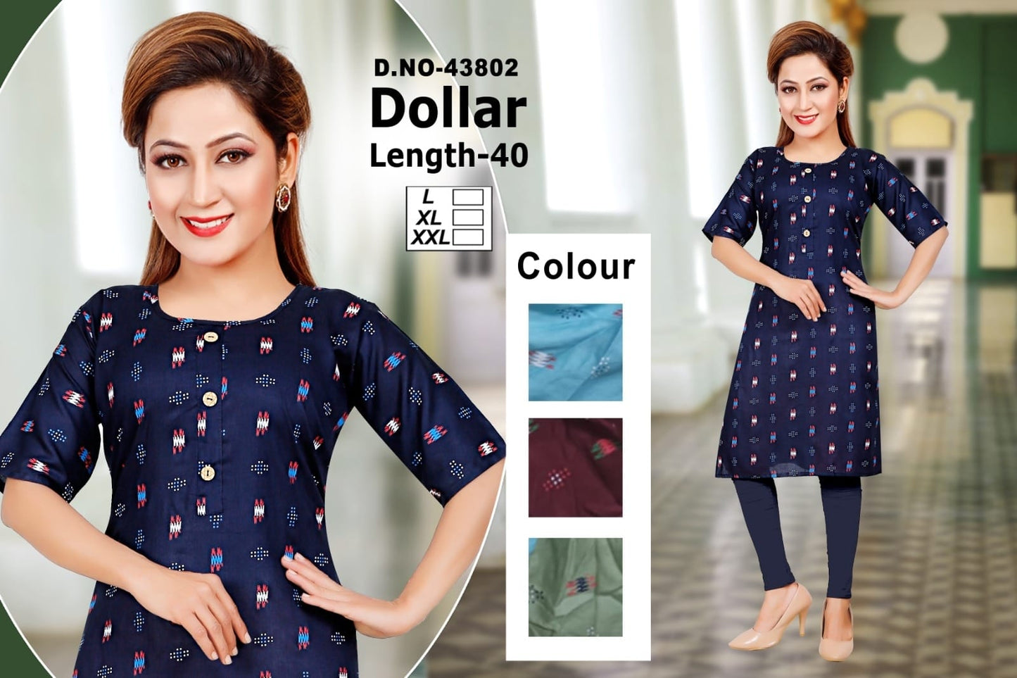 Dollar-A Zoya Rayon Knee Length Kurtis