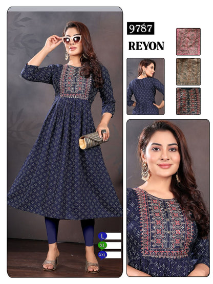 Doori-0801 Mmc Rayon Anarkali Kurtis