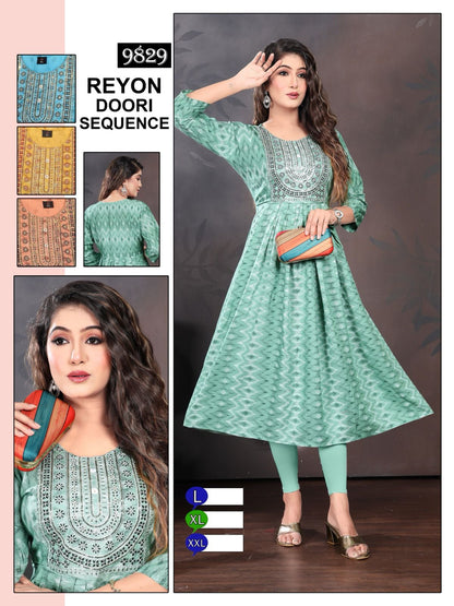 Doori-0801 Mmc Rayon Anarkali Kurtis
