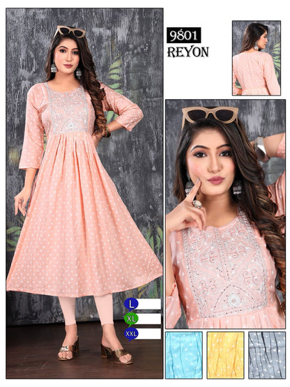 Doori-0801 Mmc Rayon Anarkali Kurtis