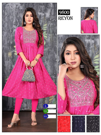 Doori-0801 Mmc Rayon Anarkali Kurtis