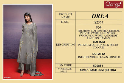Drea 2373 Ganga Cotton Silk Plazzo Style Suits