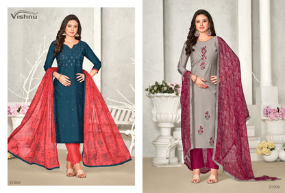 Dermy Cool Vol 21 Vishnu Impex Silk Pant Style Suits