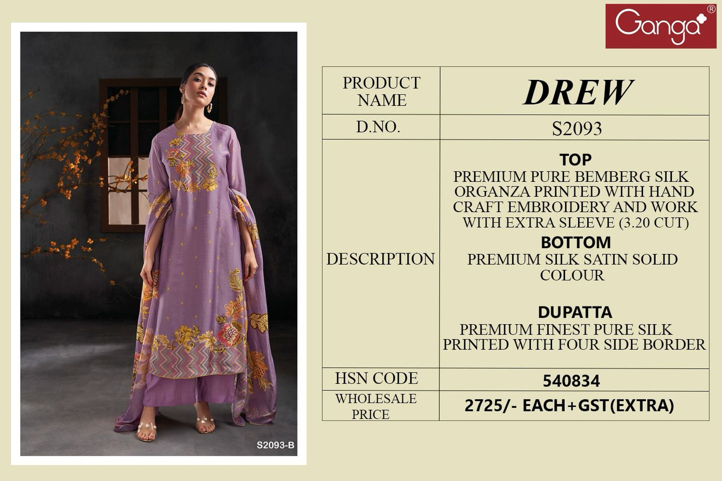 Drew 2093 Ganga Silk Plazzo Style Suits