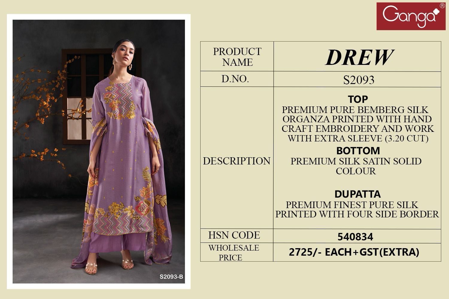 Drew 2093 Ganga Silk Plazzo Style Suits
