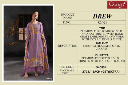 Drew 2093 Ganga Silk Plazzo Style Suits