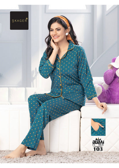 Dubai Vol-1 Skager Hosiery Cotton Collar Night Suits