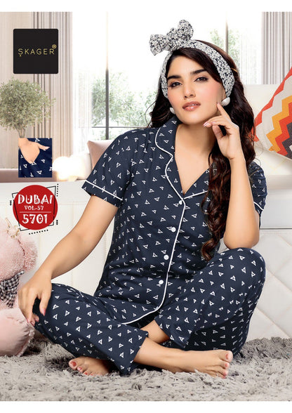 Dubai Vol 57 Skager Cotton Collar Night Suits