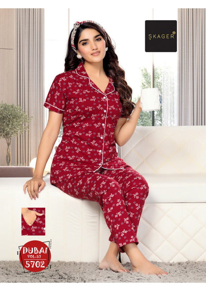 Dubai Vol 57 Skager Cotton Collar Night Suits