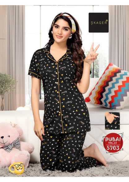 Dubai Vol 57 Skager Cotton Collar Night Suits