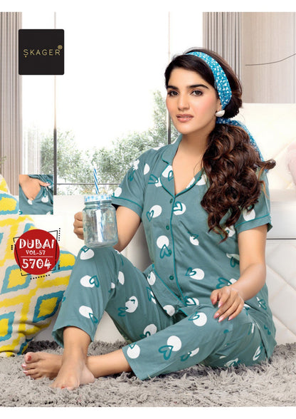 Dubai Vol 57 Skager Cotton Collar Night Suits