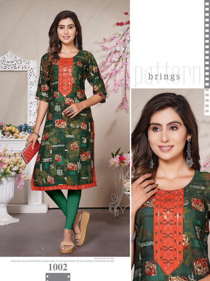 Durga Vol 1 Kavinay Rayon Knee Length Kurtis