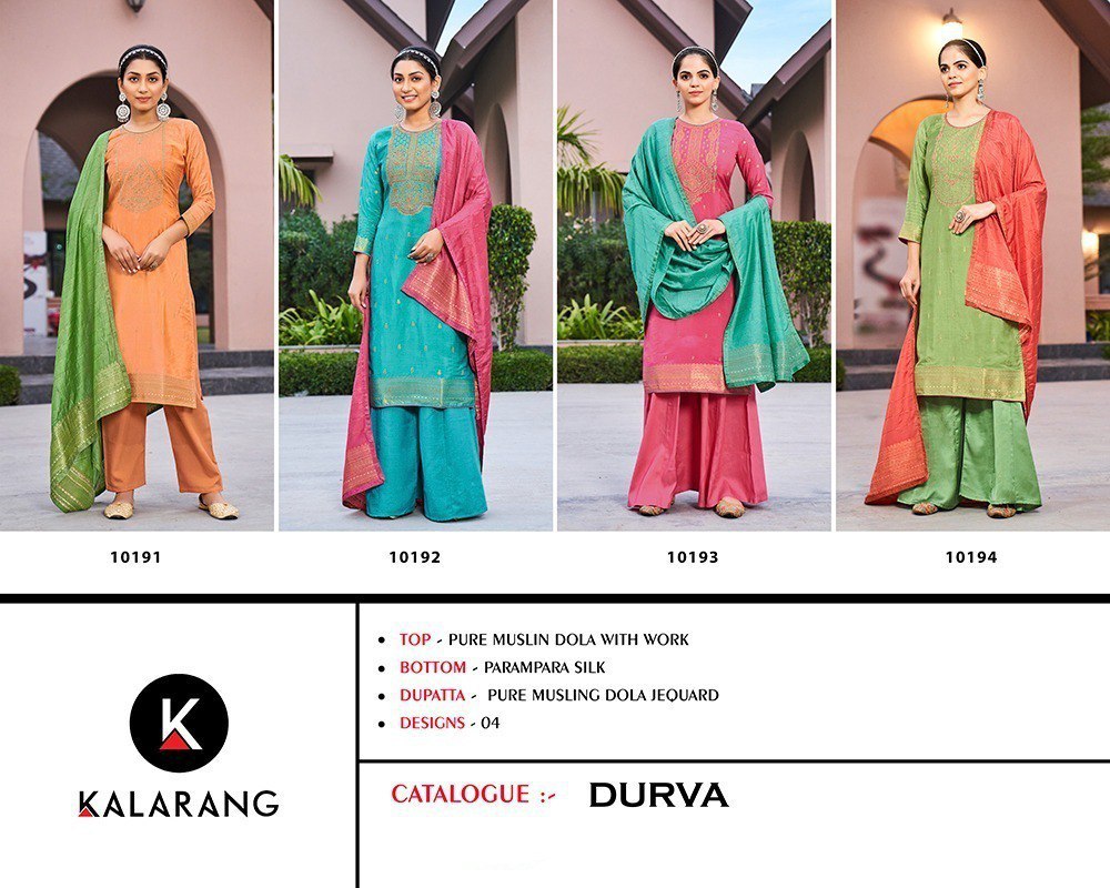 Durva Kalarang Muslin Plazzo Style Suits
