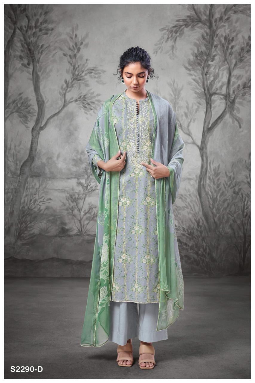 Eesha-2290 Ganga Premium Cotton Plazzo Style Suits