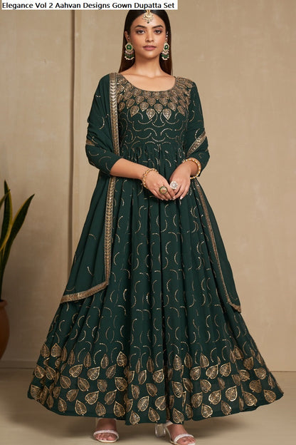 Elegance Vol 2 Aahvan Designs Faux Georgette Gown Dupatta Set