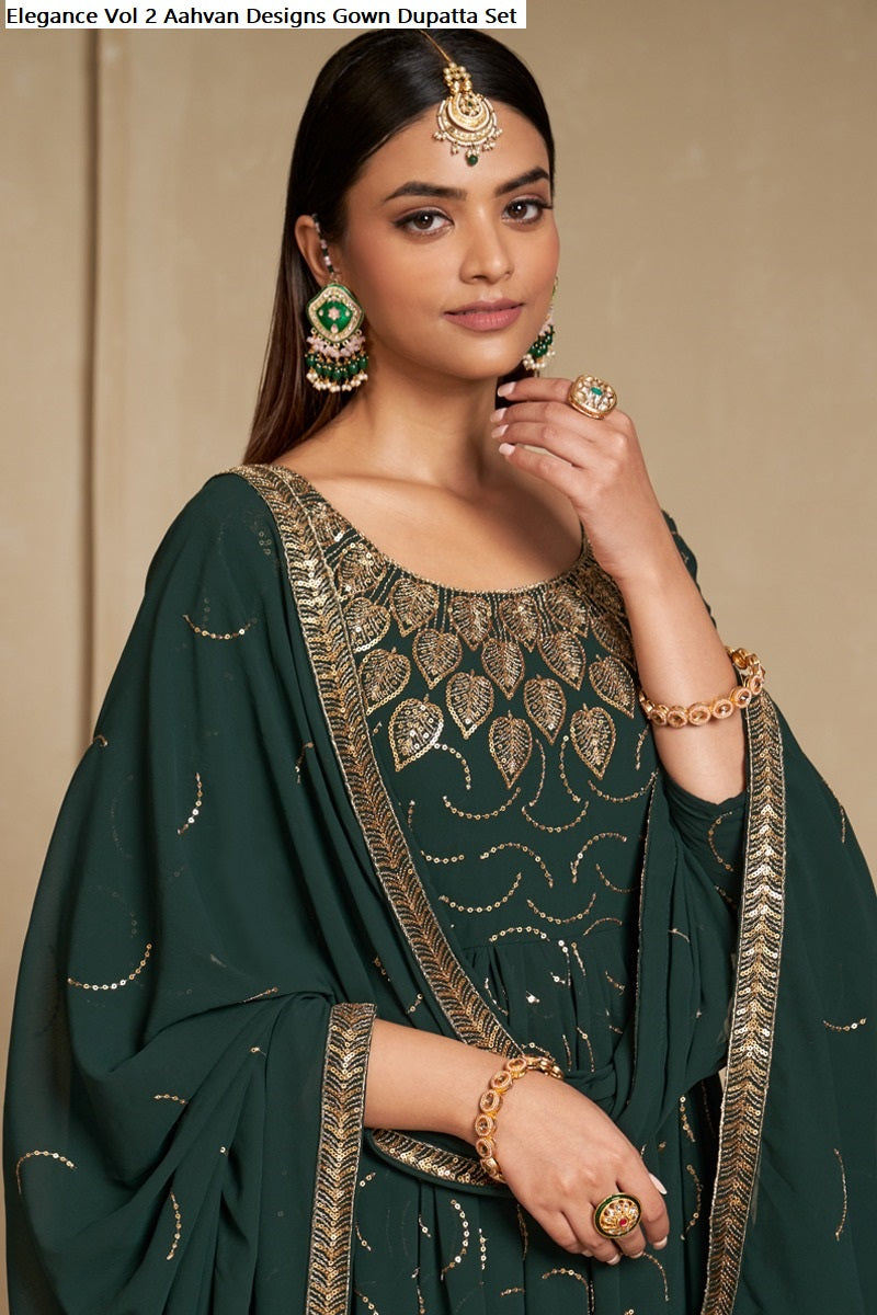 Elegance Vol 2 Aahvan Designs Faux Georgette Gown Dupatta Set