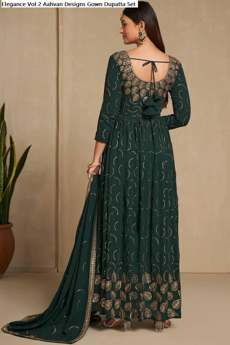 Elegance Vol 2 Aahvan Designs Faux Georgette Gown Dupatta Set