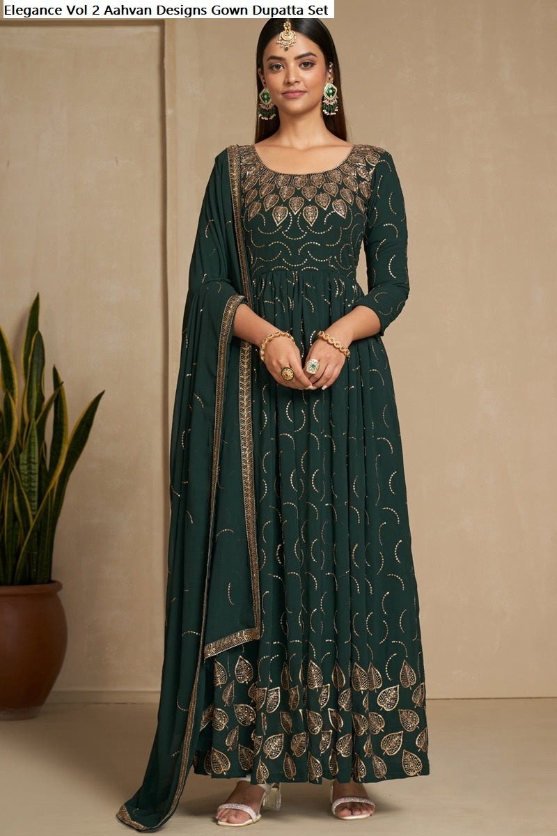 Elegance Vol 2 Aahvan Designs Faux Georgette Gown Dupatta Set