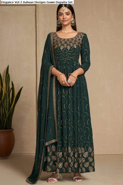 Elegance Vol 2 Aahvan Designs Faux Georgette Gown Dupatta Set