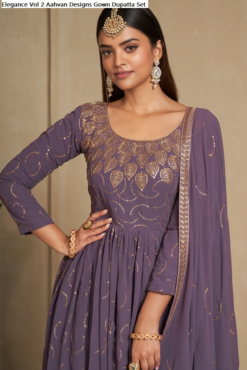 Elegance Vol 2 Aahvan Designs Faux Georgette Gown Dupatta Set