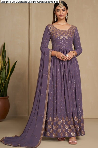 Elegance Vol 2 Aahvan Designs Faux Georgette Gown Dupatta Set