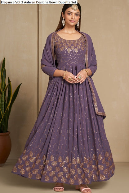 Elegance Vol 2 Aahvan Designs Faux Georgette Gown Dupatta Set