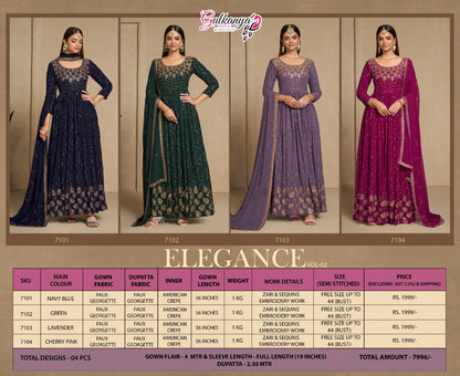 Elegance Vol 2 Aahvan Designs Faux Georgette Gown Dupatta Set