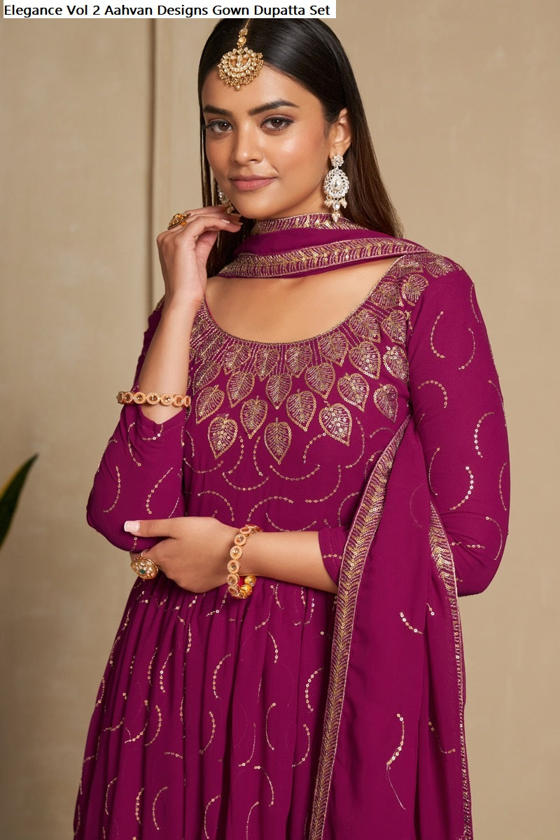 Elegance Vol 2 Aahvan Designs Faux Georgette Gown Dupatta Set