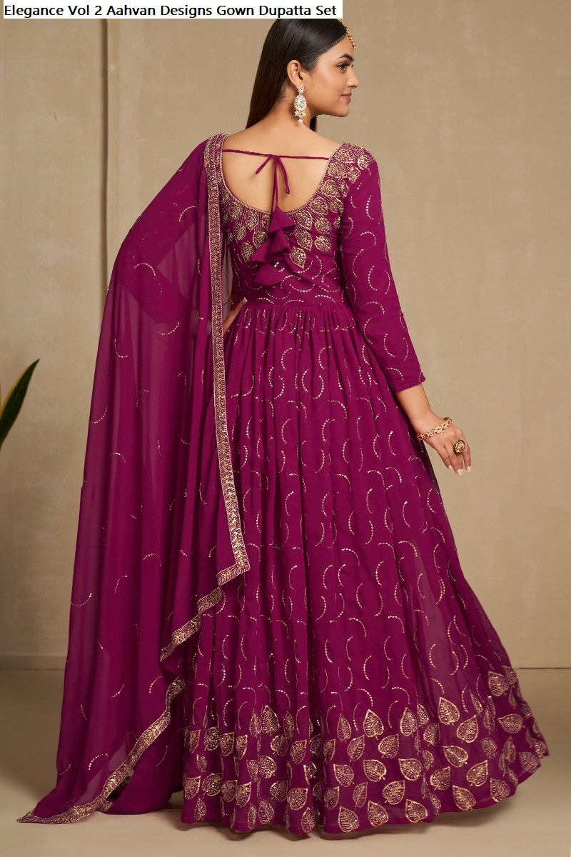 Elegance Vol 2 Aahvan Designs Faux Georgette Gown Dupatta Set