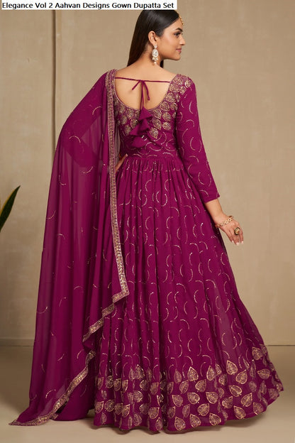 Elegance Vol 2 Aahvan Designs Faux Georgette Gown Dupatta Set