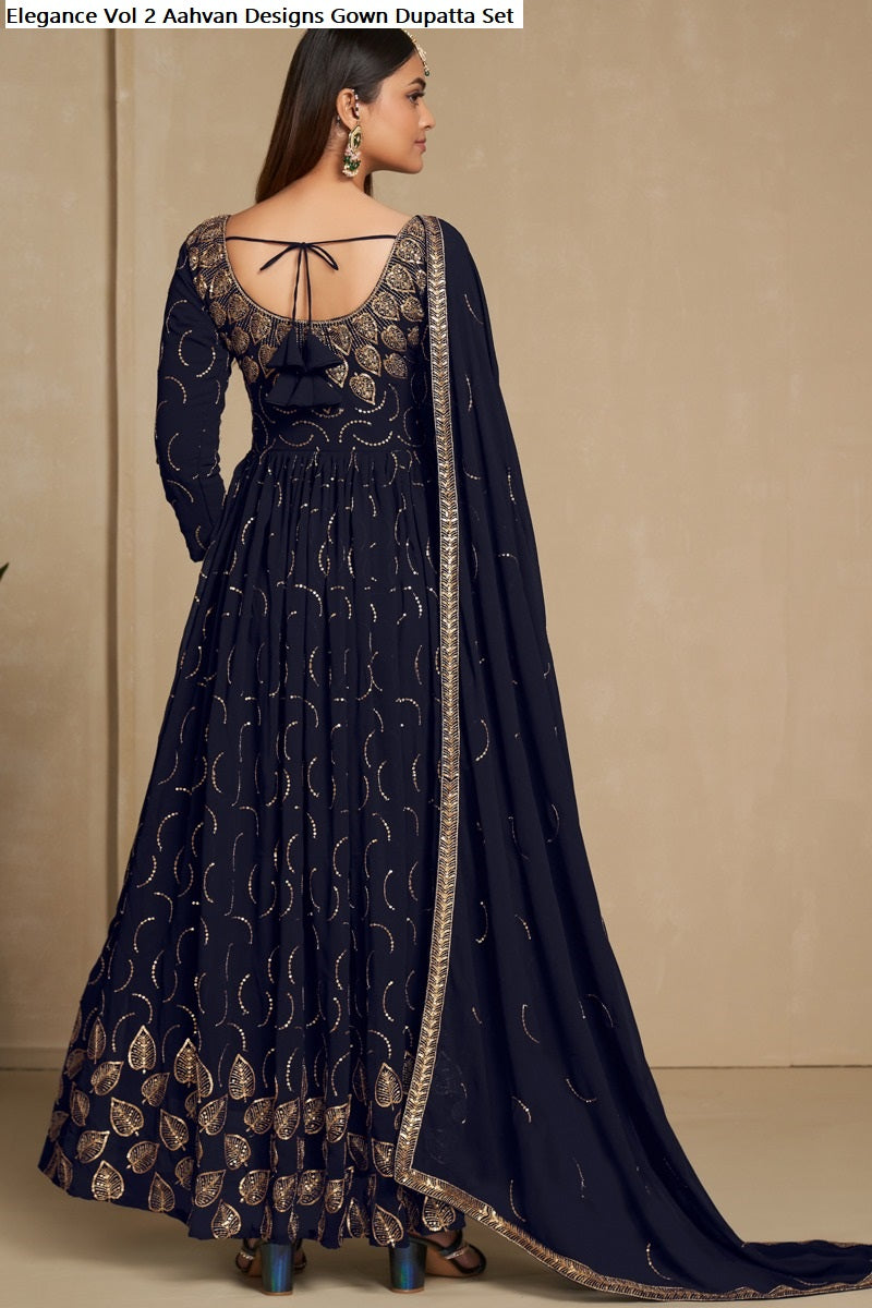 Elegance Vol 2 Aahvan Designs Faux Georgette Gown Dupatta Set