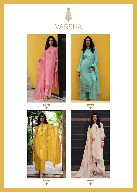 Eleganza Varsha Fashions Viscose Chinon Plazzo Style Suits