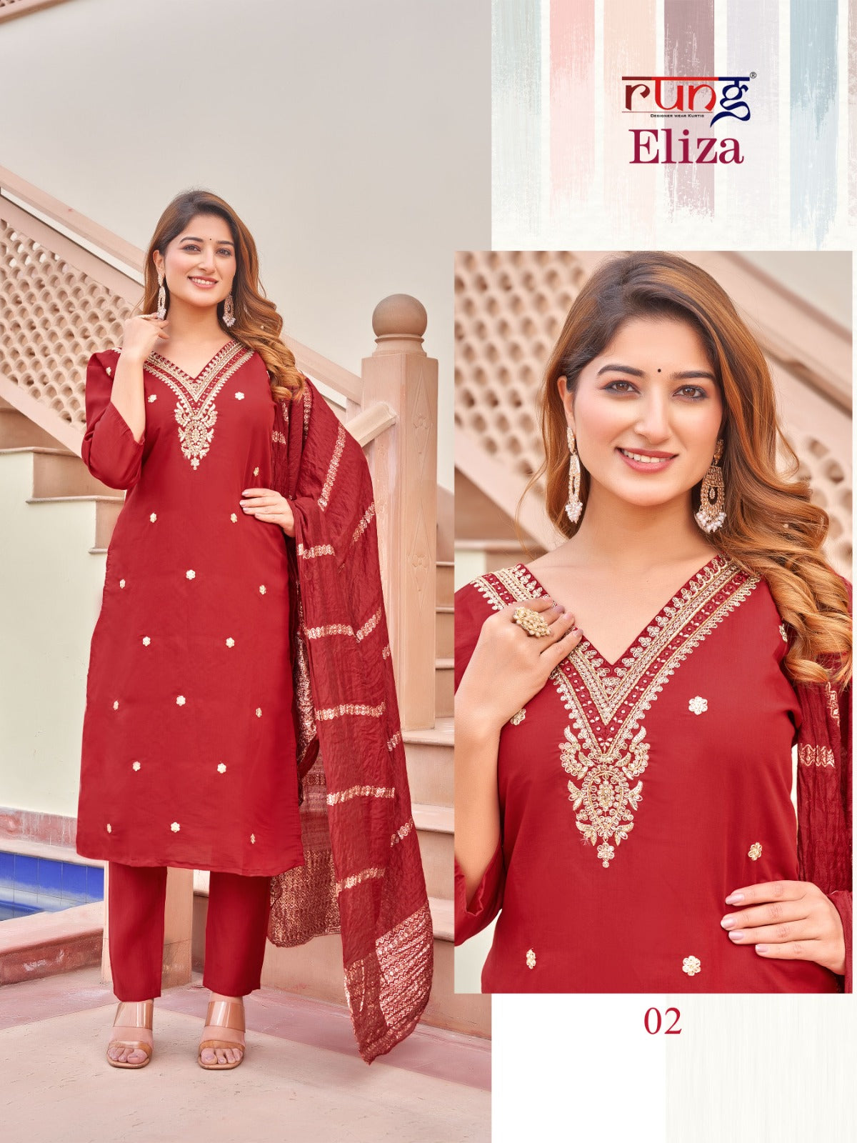 Eliza Rung Roman Silk Readymade Pant Style Suits