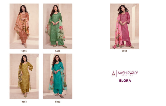 Elora Aashirwad Creation Tussar Silk Pant Style Suits