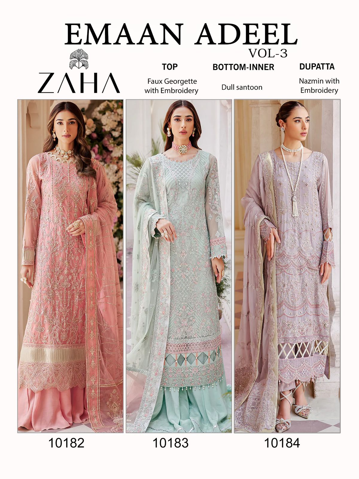 Emaan Adeel Vol 3 Zaha Georgette Pakistani Salwar Suits